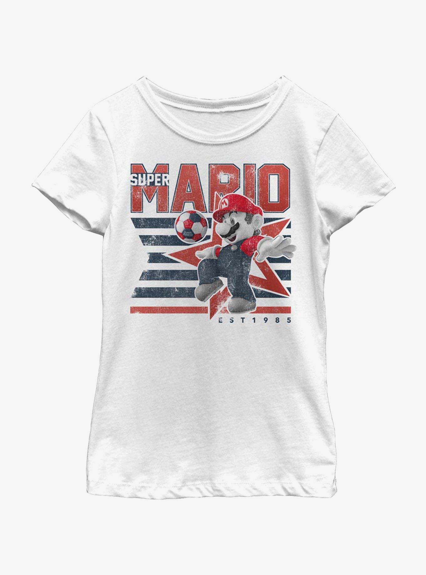 Super Mario Bros. Mario And Stripes Youth Girls T-Shirt