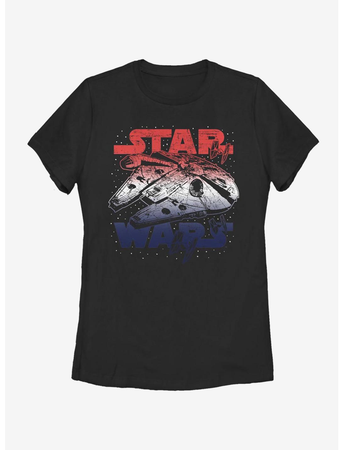 Star Wars Star Spangled Falcon Womens T-Shirt, BLACK, hi-res