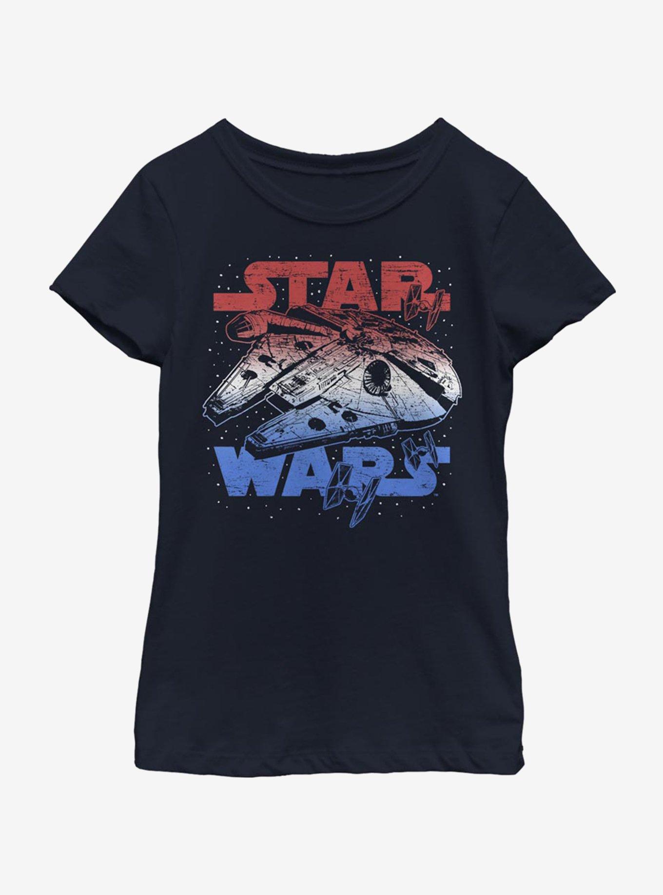 Star Wars Star Spangled Falcon Youth Girls T-Shirt, , hi-res