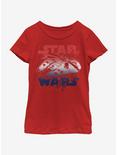 Star Wars Star Spangled Falcon Youth Girls T-Shirt, RED, hi-res