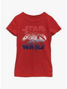 Star Wars Star Spangled Falcon Youth Girls T-Shirt, , hi-res