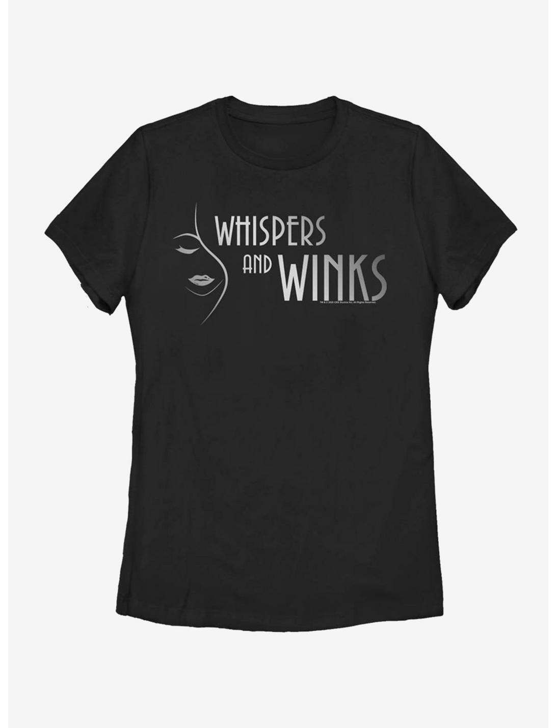 Dead To Me Whispers And Winks Horizontal Logo Womens T-Shirt, BLACK, hi-res
