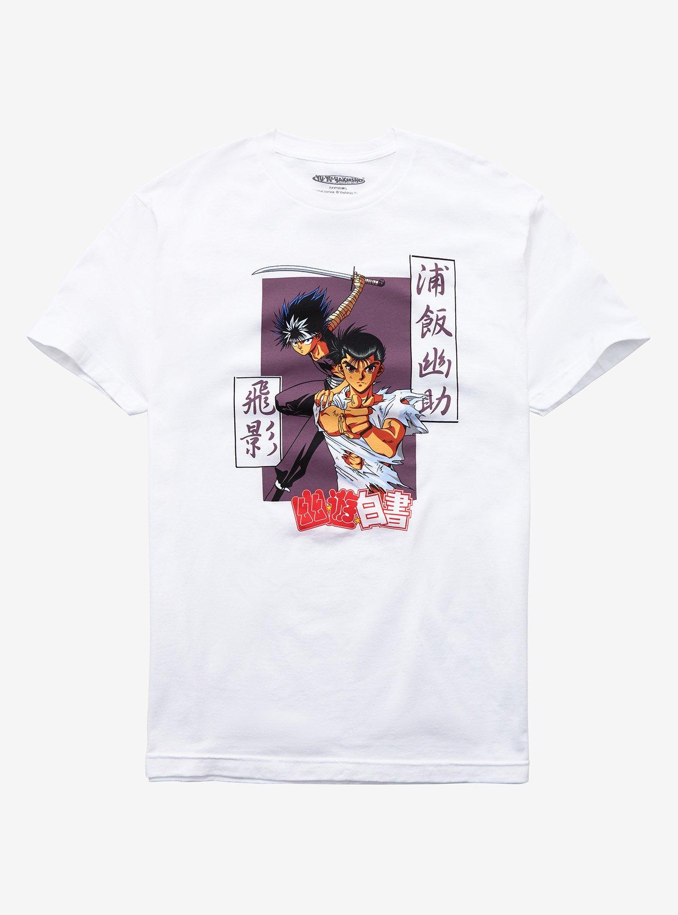 Yu Yu Hakusho Yusuke & Hiei White T-Shirt, BLACK, hi-res