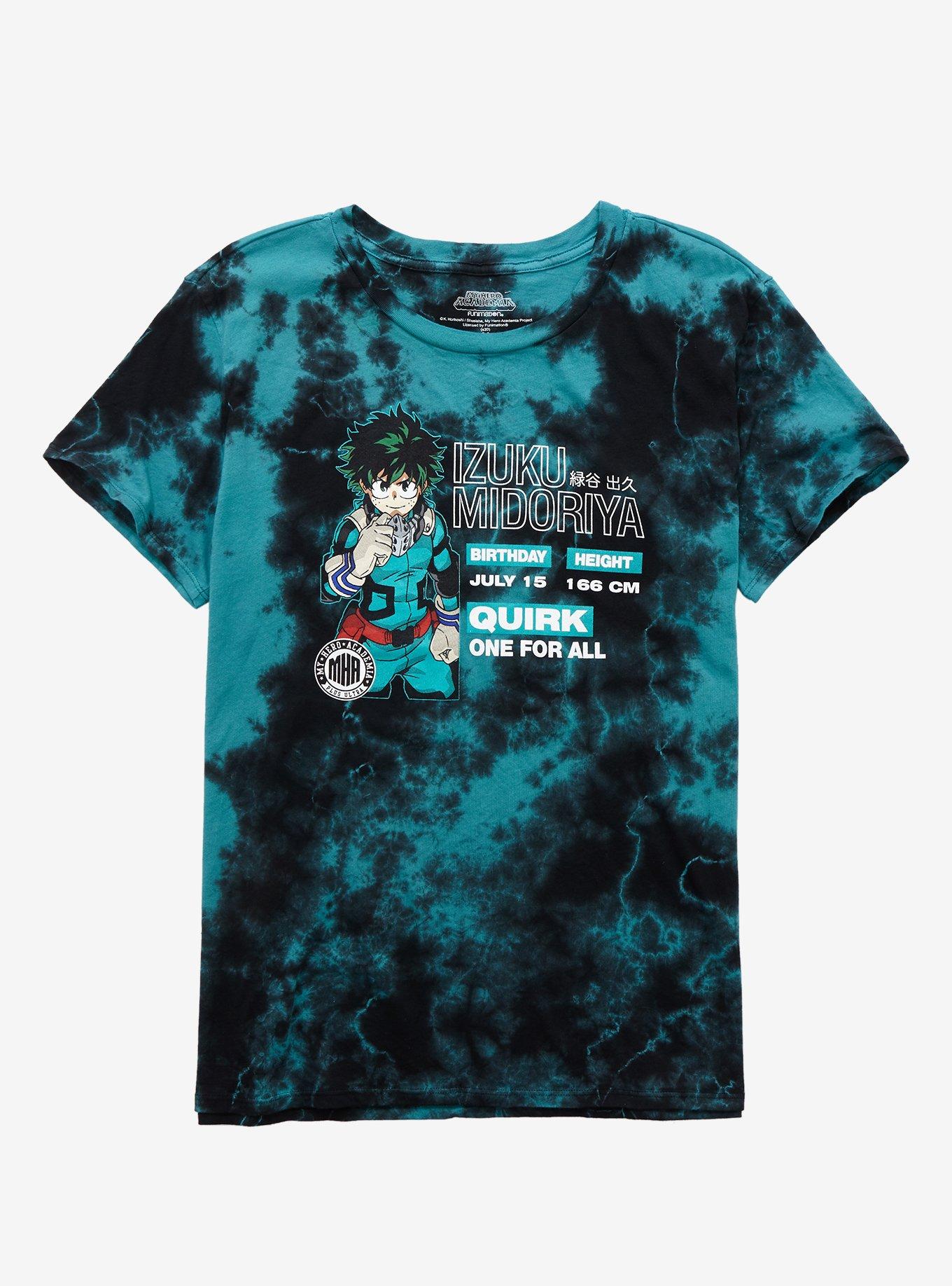 My Hero Academia Izuku Midoriya Profile Washed Boyfriend Fit Girls T-Shirt, BLACK, hi-res