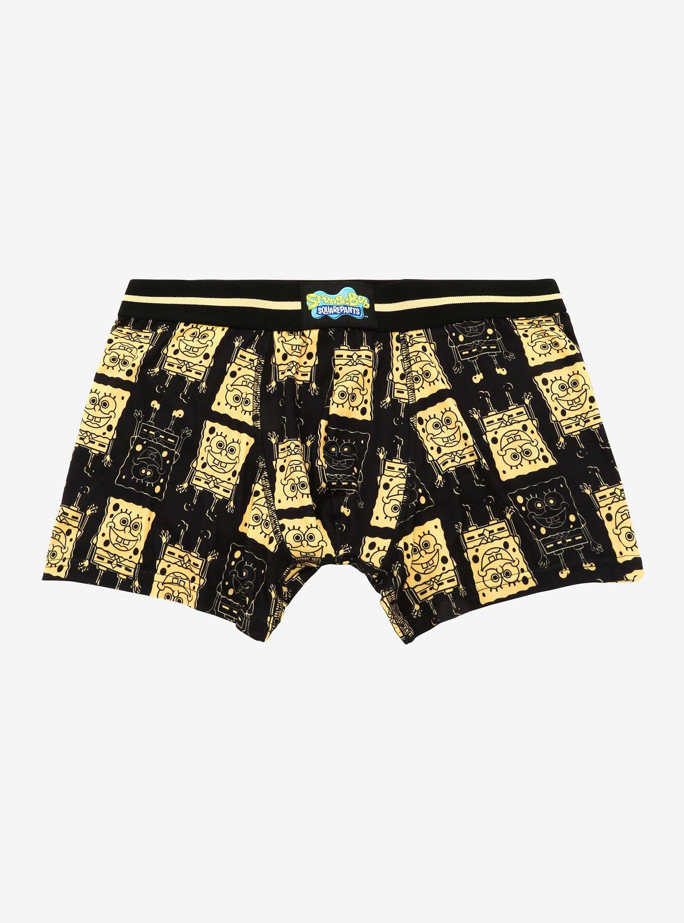 SpongeBob SquarePants Black & Yellow Boxer Briefs, BLACK, hi-res