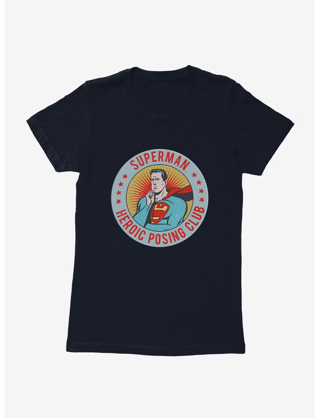 DC Comics Superman Heroic Posing Club Womens T-Shirt, MIDNIGHT NAVY, hi-res