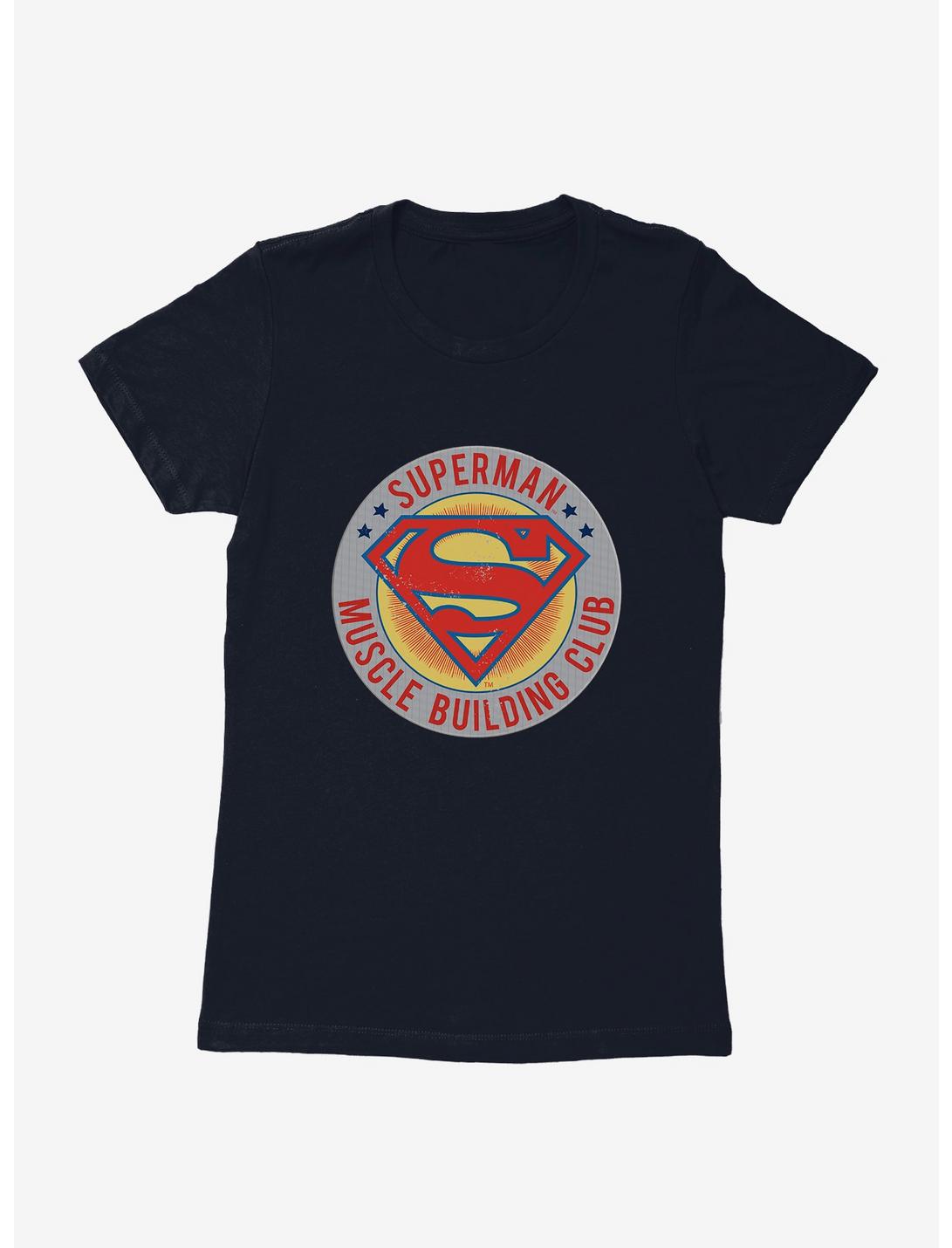 DC Comics Superman Muscle Building Club Womens T-Shirt, MIDNIGHT NAVY, hi-res