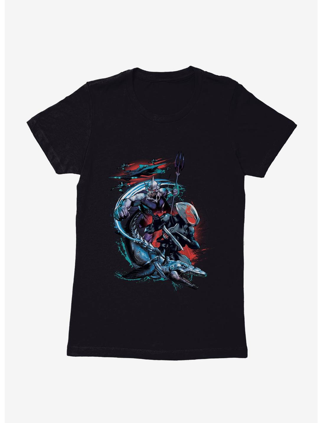 DC Comics Aquaman Sea Battle Womens T-Shirt, BLACK, hi-res