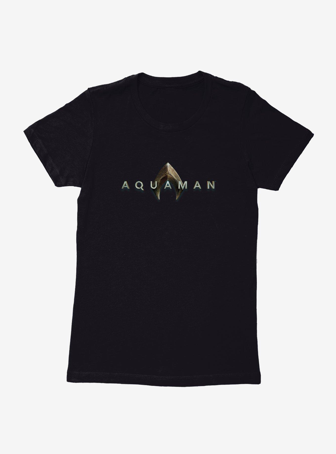 DC Comics Aquaman Title Script Womens T-Shirt, BLACK, hi-res