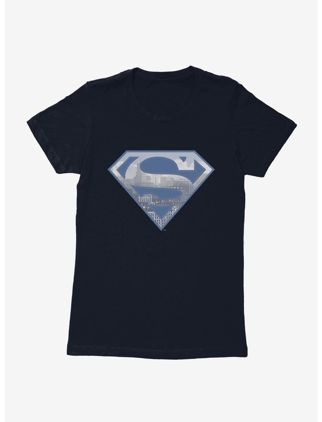 DC Comics Superman Metropolis Logo Silhouette Womens T-Shirt, MIDNIGHT NAVY, hi-res