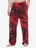 Junji Ito Panel Red Pajama Pants, RED, hi-res