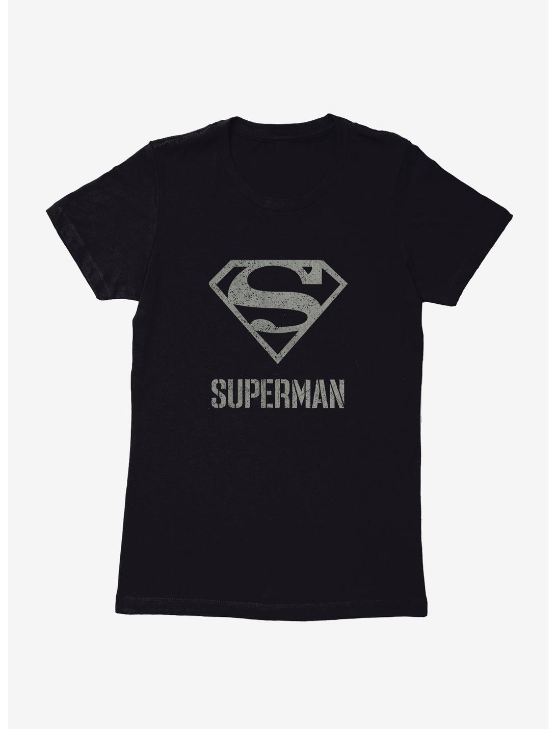 DC Comics Superman Grayscale Logo Womens T-Shirt, BLACK, hi-res