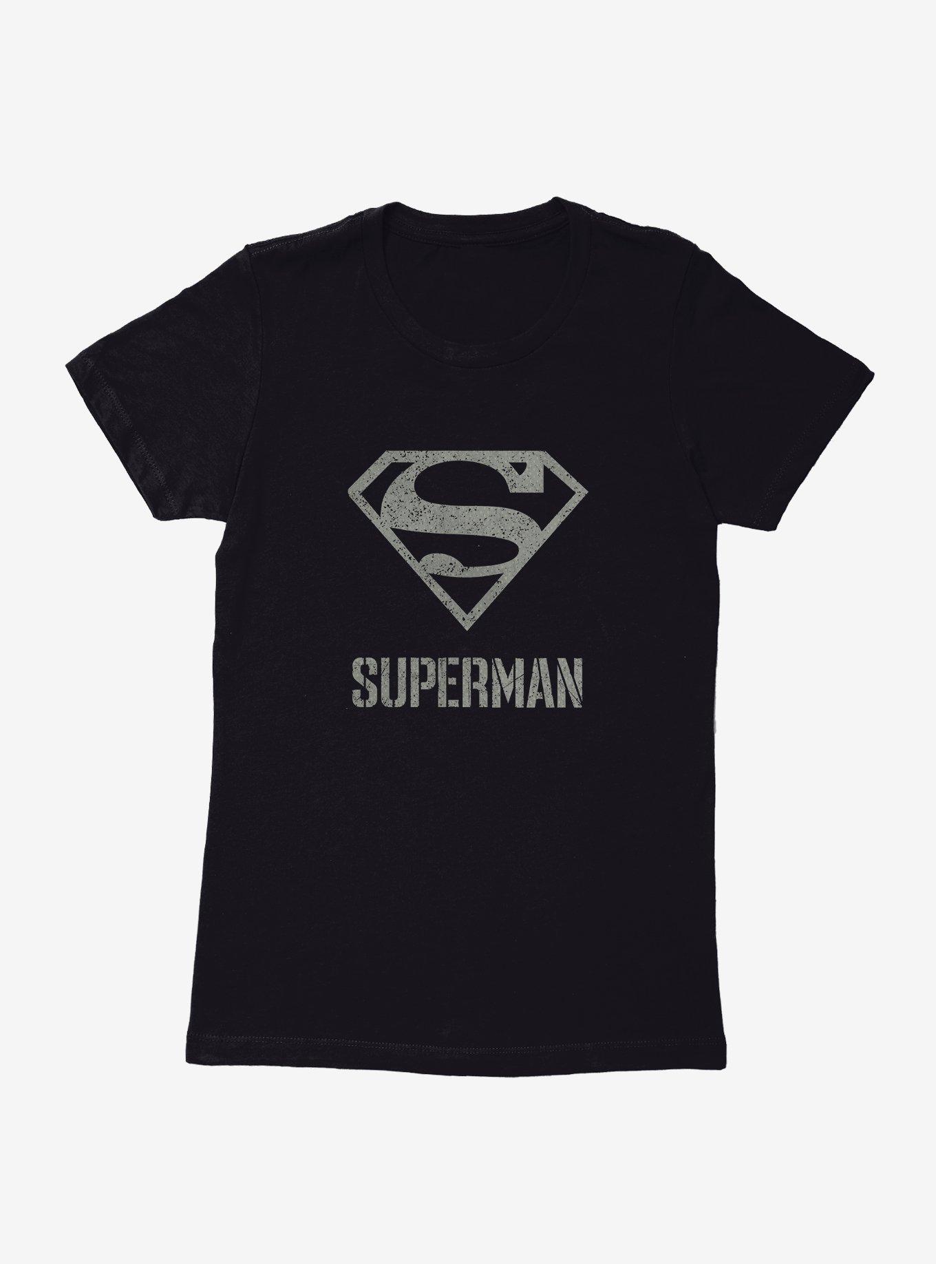 DC Comics Superman Grayscale Logo Womens T-Shirt, BLACK, hi-res