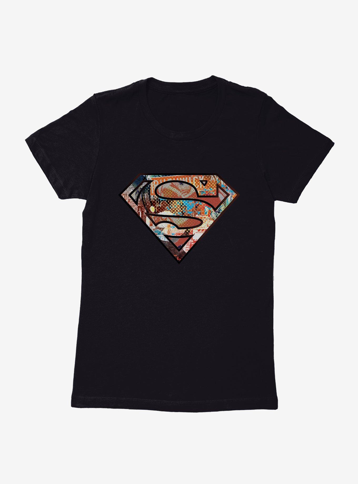 DC Comics Superman Pop Art Logo Womens T-Shirt, BLACK, hi-res