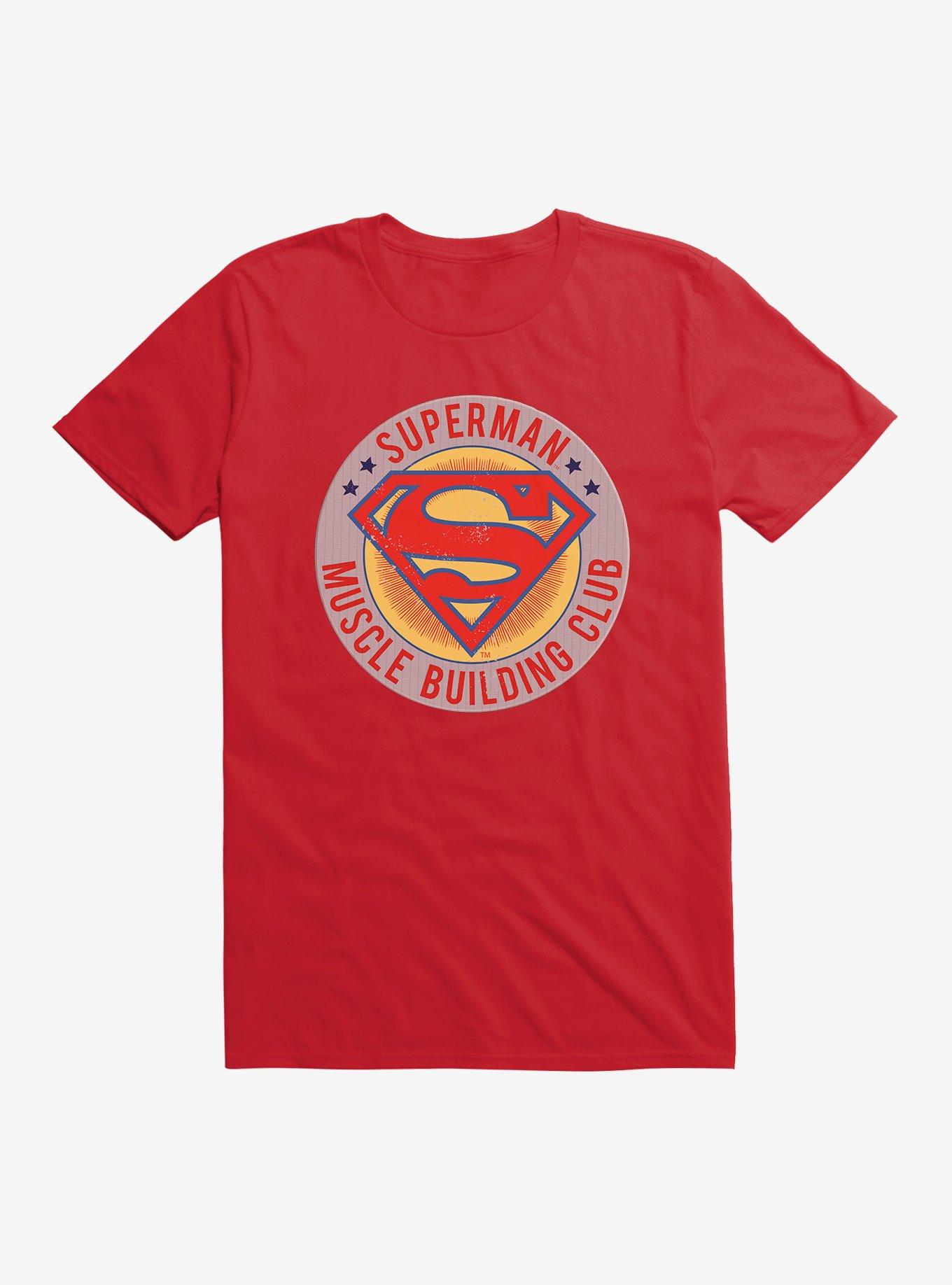 DC Comics Superman Muscle Building Club T-Shirt, RED, hi-res