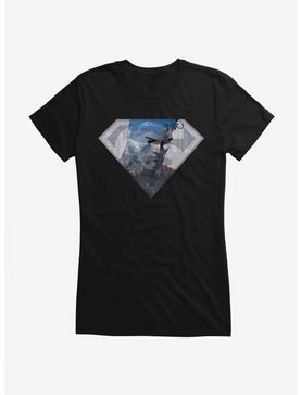 DC Comics Superman Hero Logo Silhouette Girls T-Shirt, BLACK, hi-res