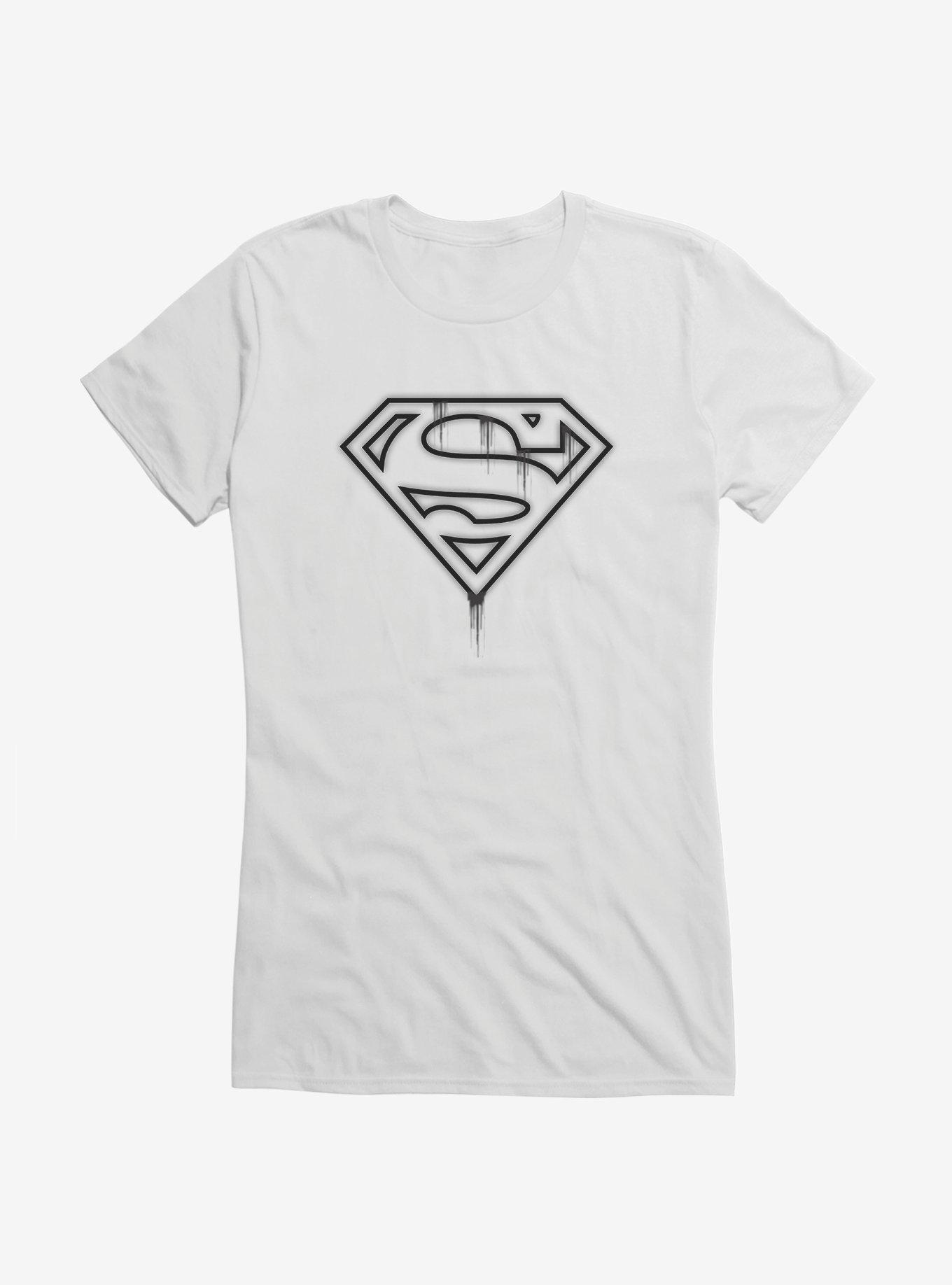 DC Comics Superman Ink Logo Girls T-Shirt, WHITE, hi-res