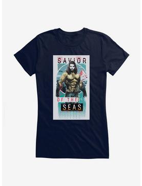 DC Comics Aquaman Savior Of The Seas Girls T-Shirt, NAVY, hi-res