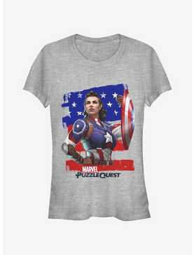 Marvel Captain America Hero Peggie Girls T-Shirt, ATH HTR, hi-res