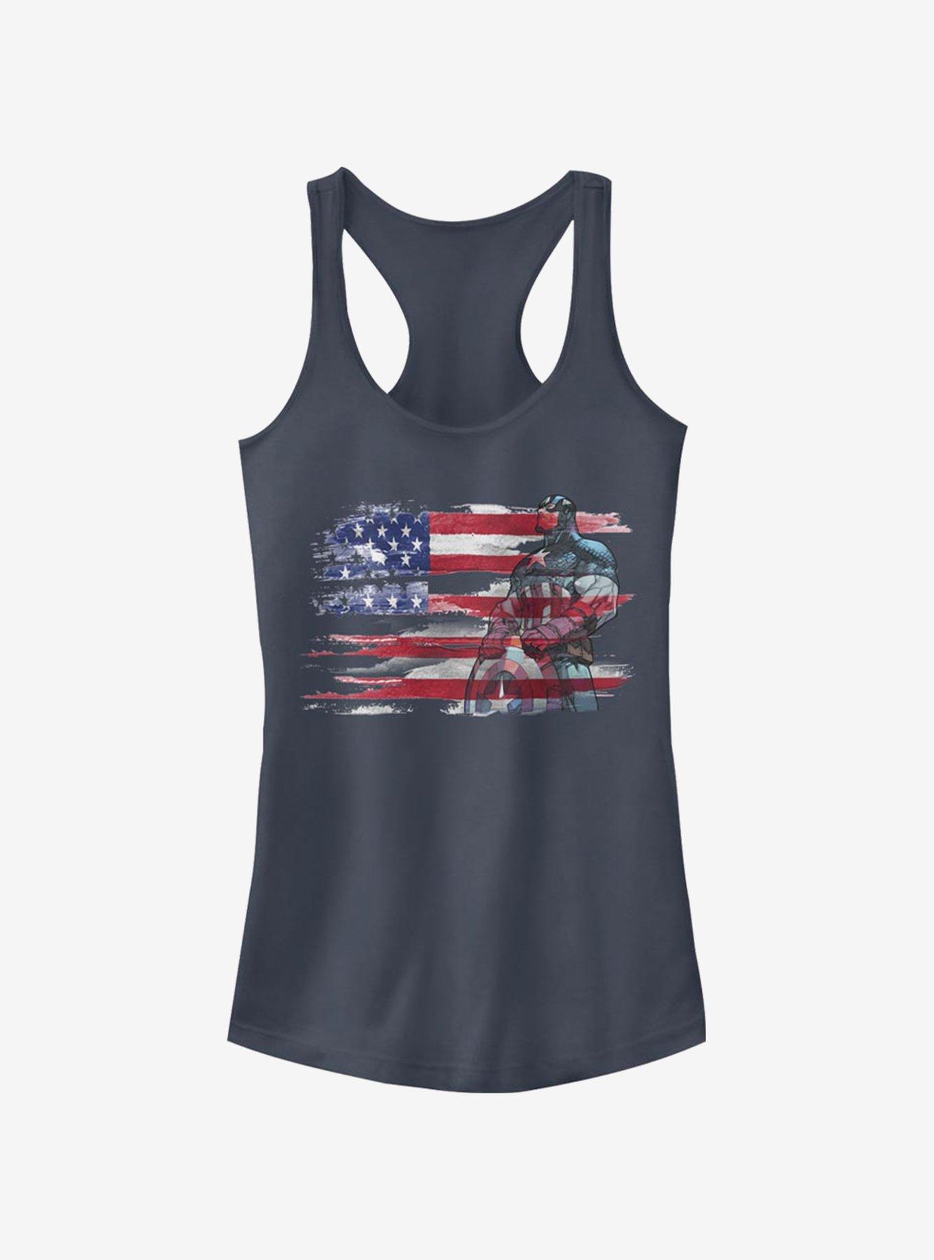 Marvel Captain America Captain Inkflag Girls Tank, INDIGO, hi-res