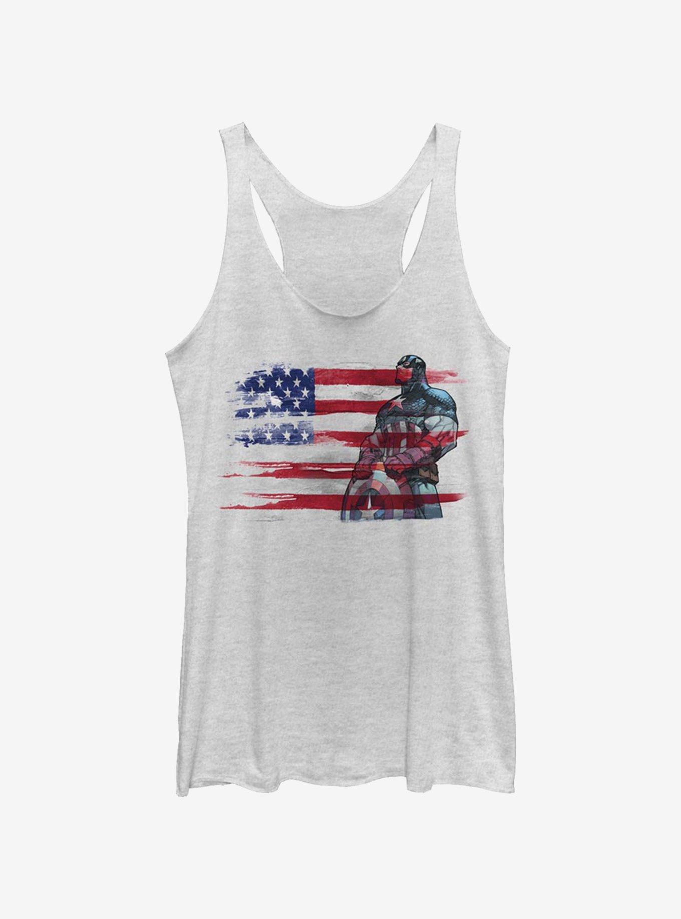 Marvel Captain America Captain Inkflag Girls Tank, WHITE HTR, hi-res