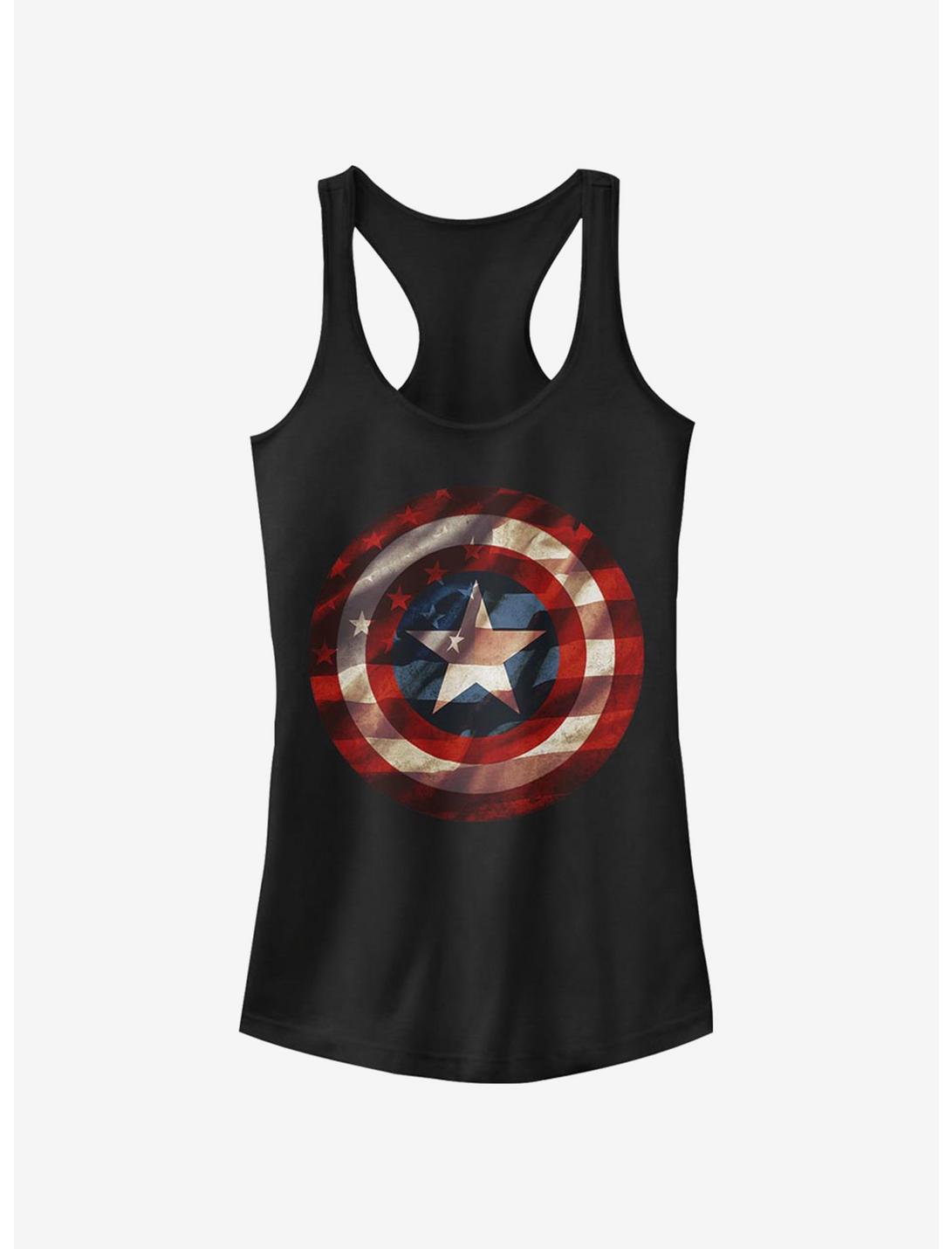 Marvel Captain America Flag Shield Girls Tank, BLACK, hi-res