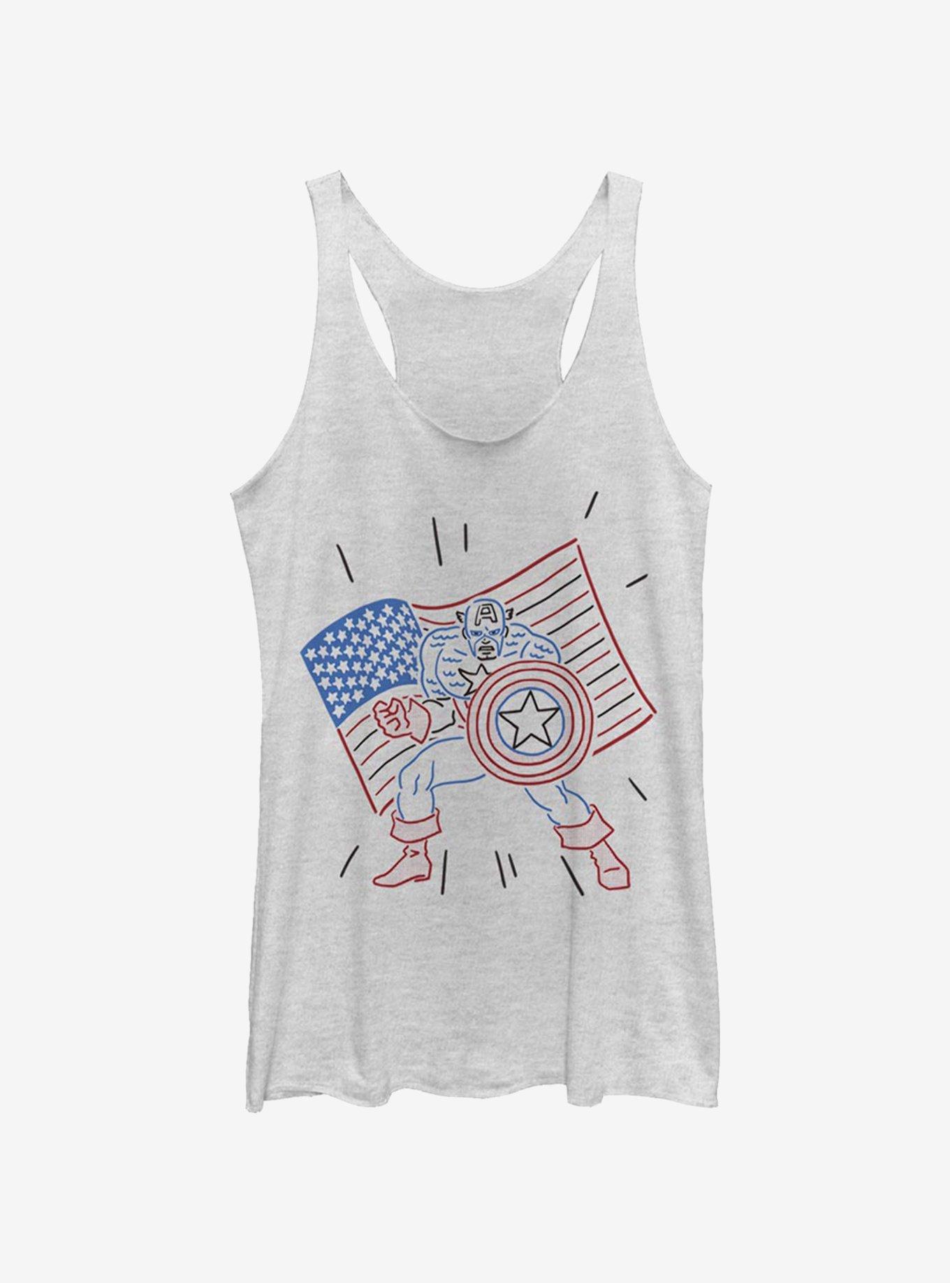 Marvel Captain America Neon Captain Girls Tank, WHITE HTR, hi-res