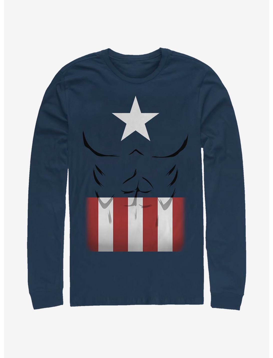 Marvel Captain America Captain Simple Suit Long-Sleeve T-Shirt, NAVY, hi-res