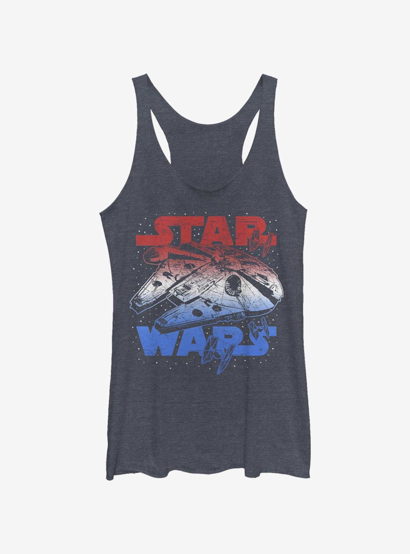 Star Wars Star Spangled Falcon Girls Tank, NAVY HTR, hi-res