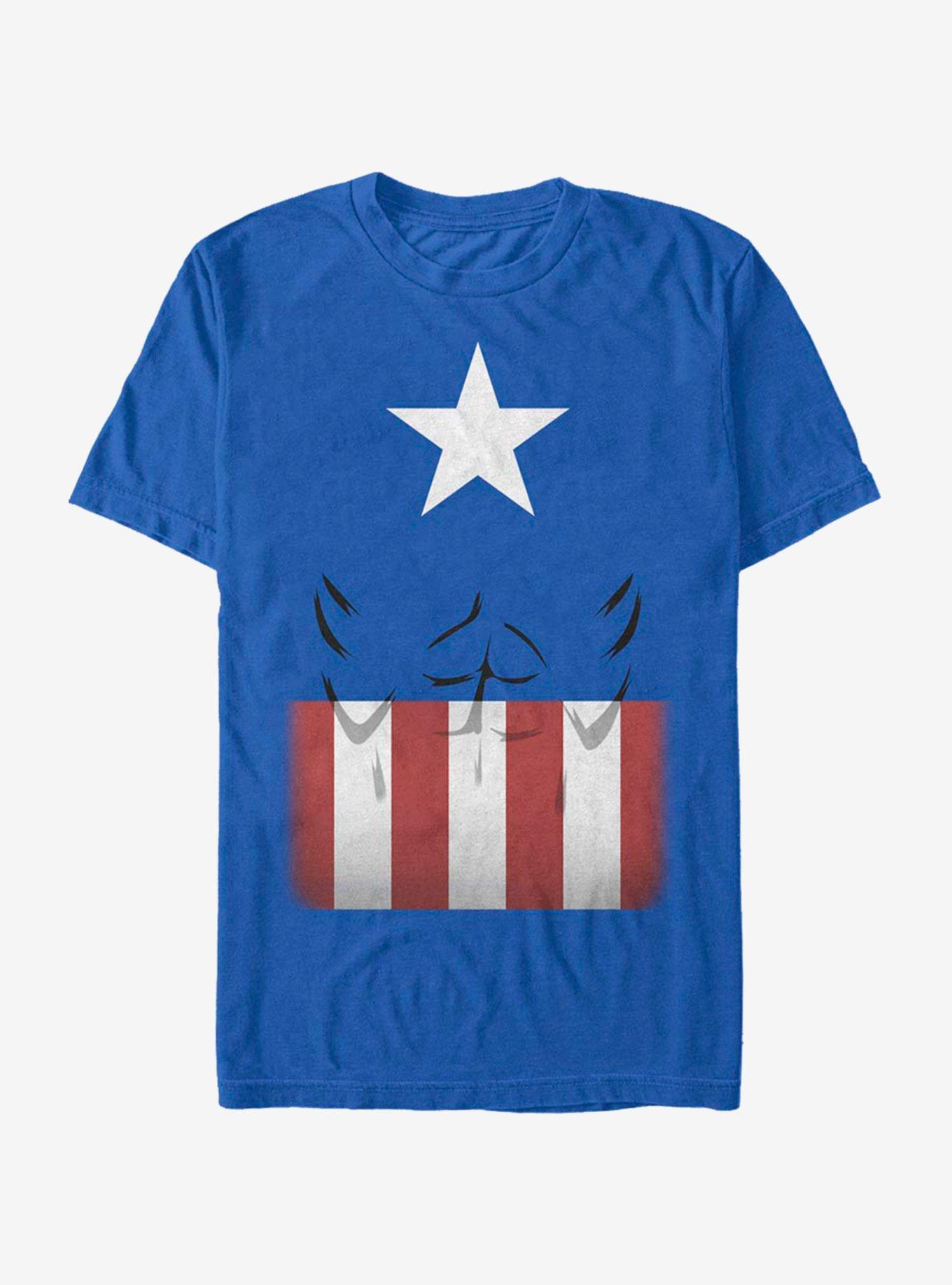 Marvel Captain America Simpler Captain Suit T-Shirt - BLUE | Hot Topic