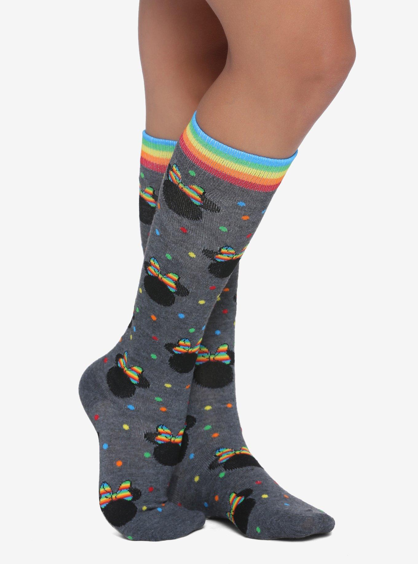 Disney Minnie Mouse Rainbow Knee-High Socks, , hi-res