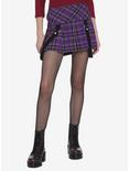 Tripp Purple Plaid Faux Suspender Skirt, PLAID - PURPLE, hi-res