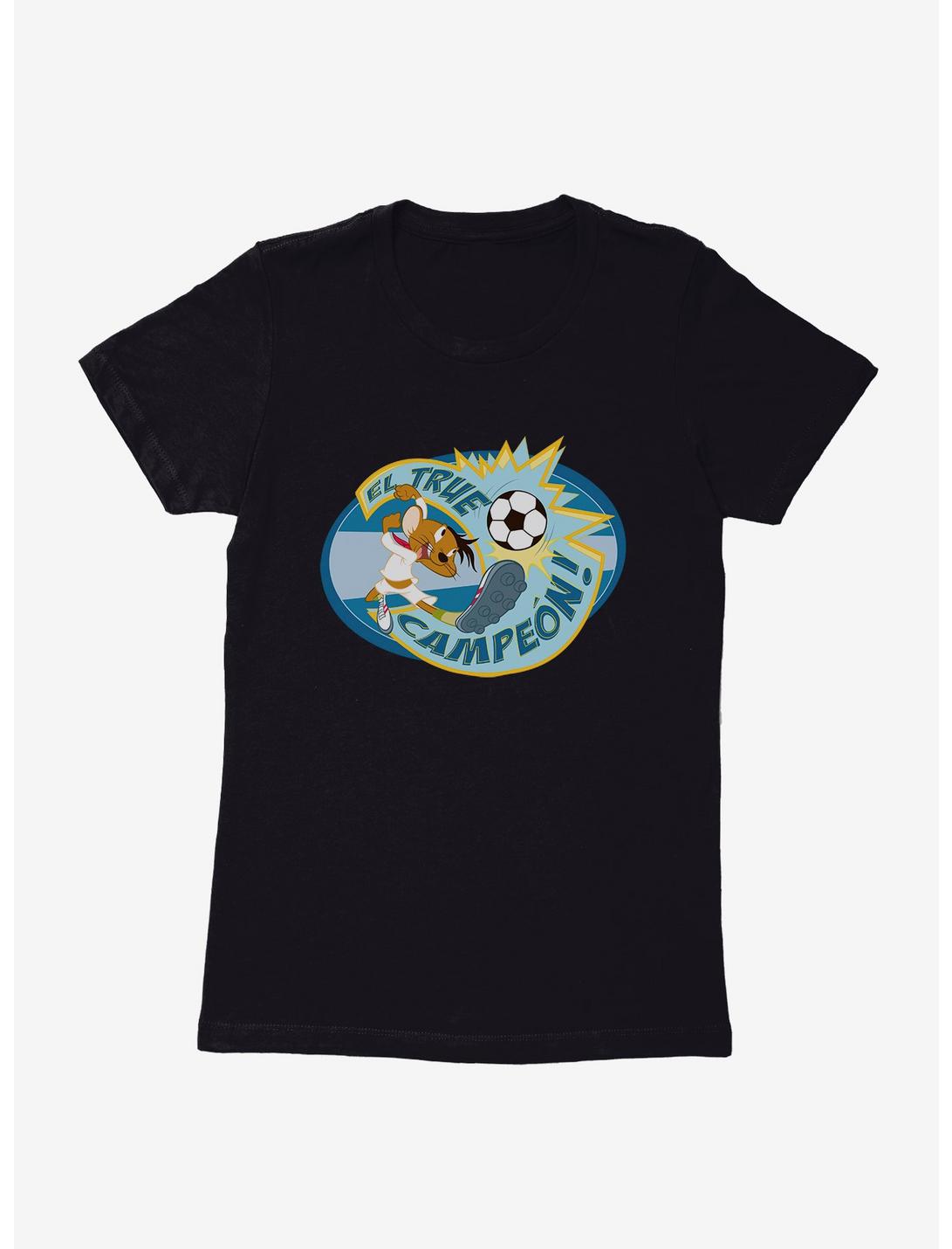 Looney Tunes Speedy Gonzales True Campeon Football Womens T-Shirt, BLACK, hi-res
