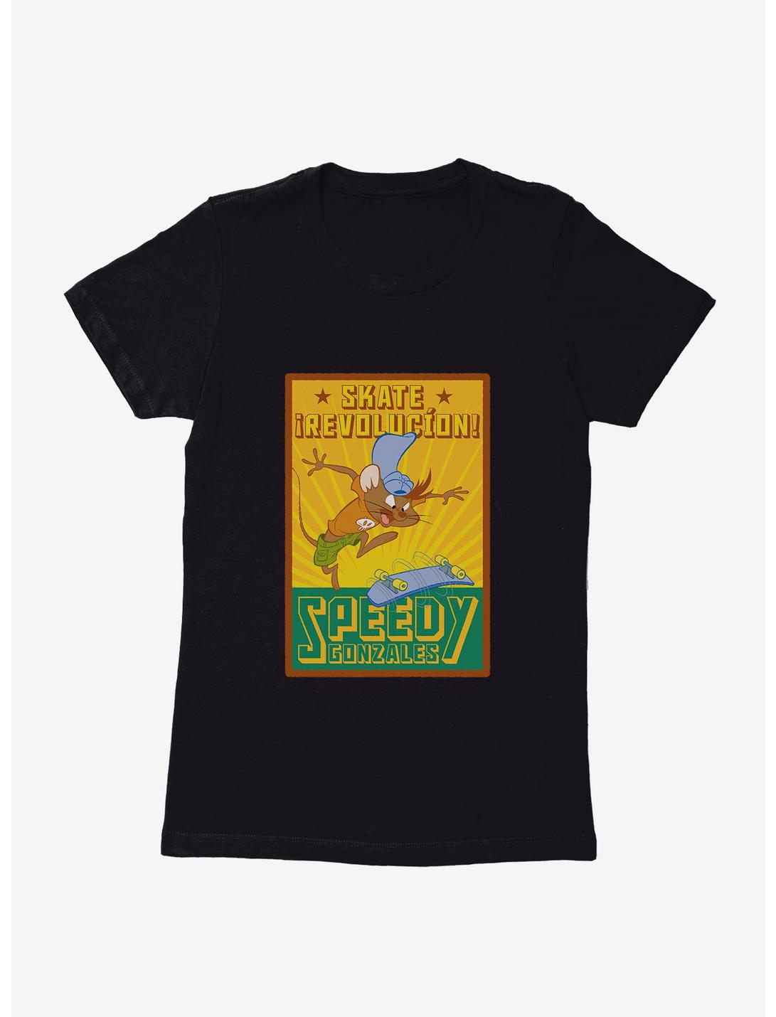 Looney Tunes Speedy Gonzales Skate Revolucion Womens T-Shirt, BLACK, hi-res