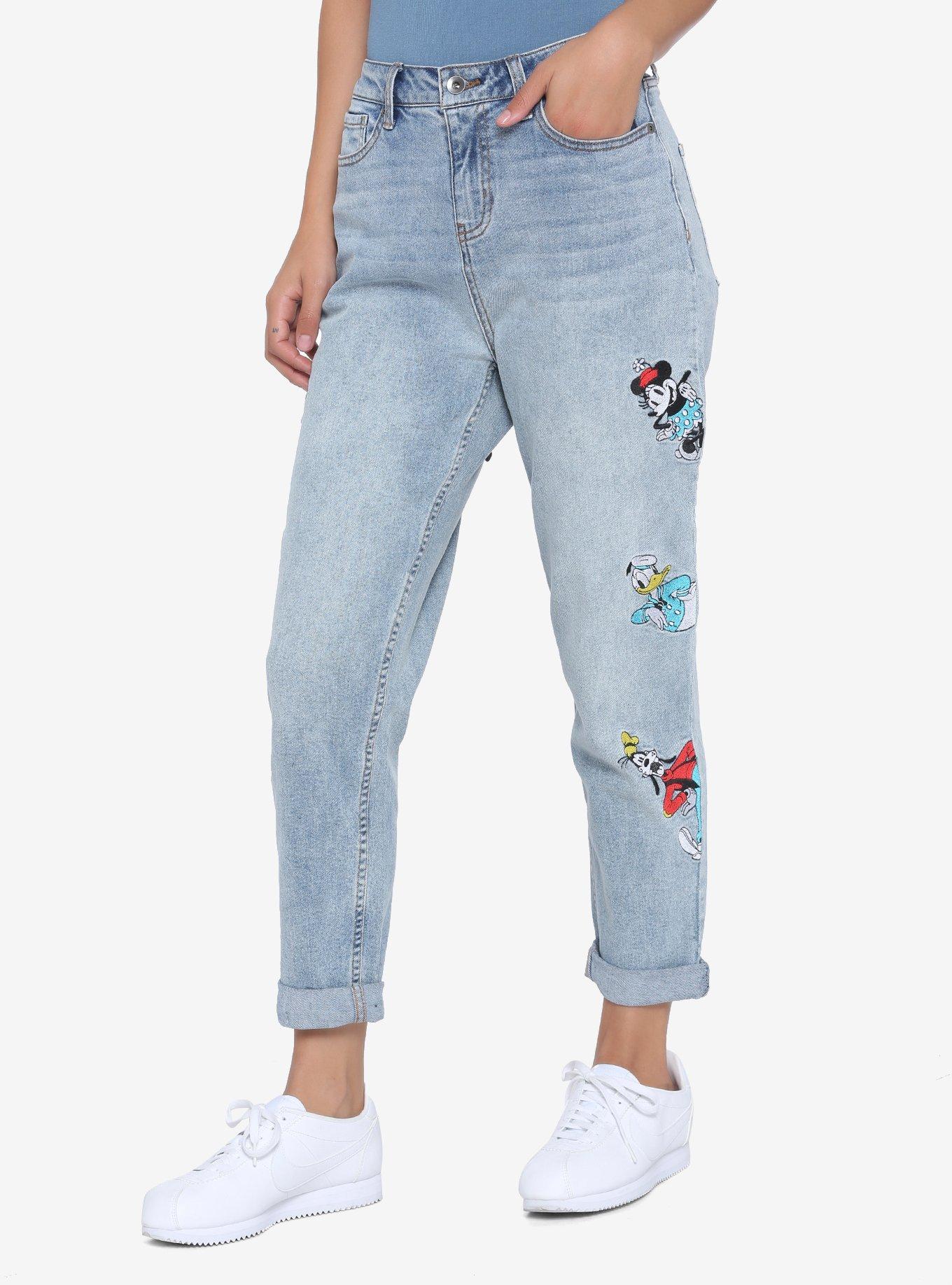 Disney The Sensational Six Embroidered Mom Jeans, LIGHT BLUE, hi-res