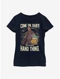 Star Wars The Mandalorian The Child Hand Thing Youht Girls Youth Girls T-Shirt, NAVY, hi-res