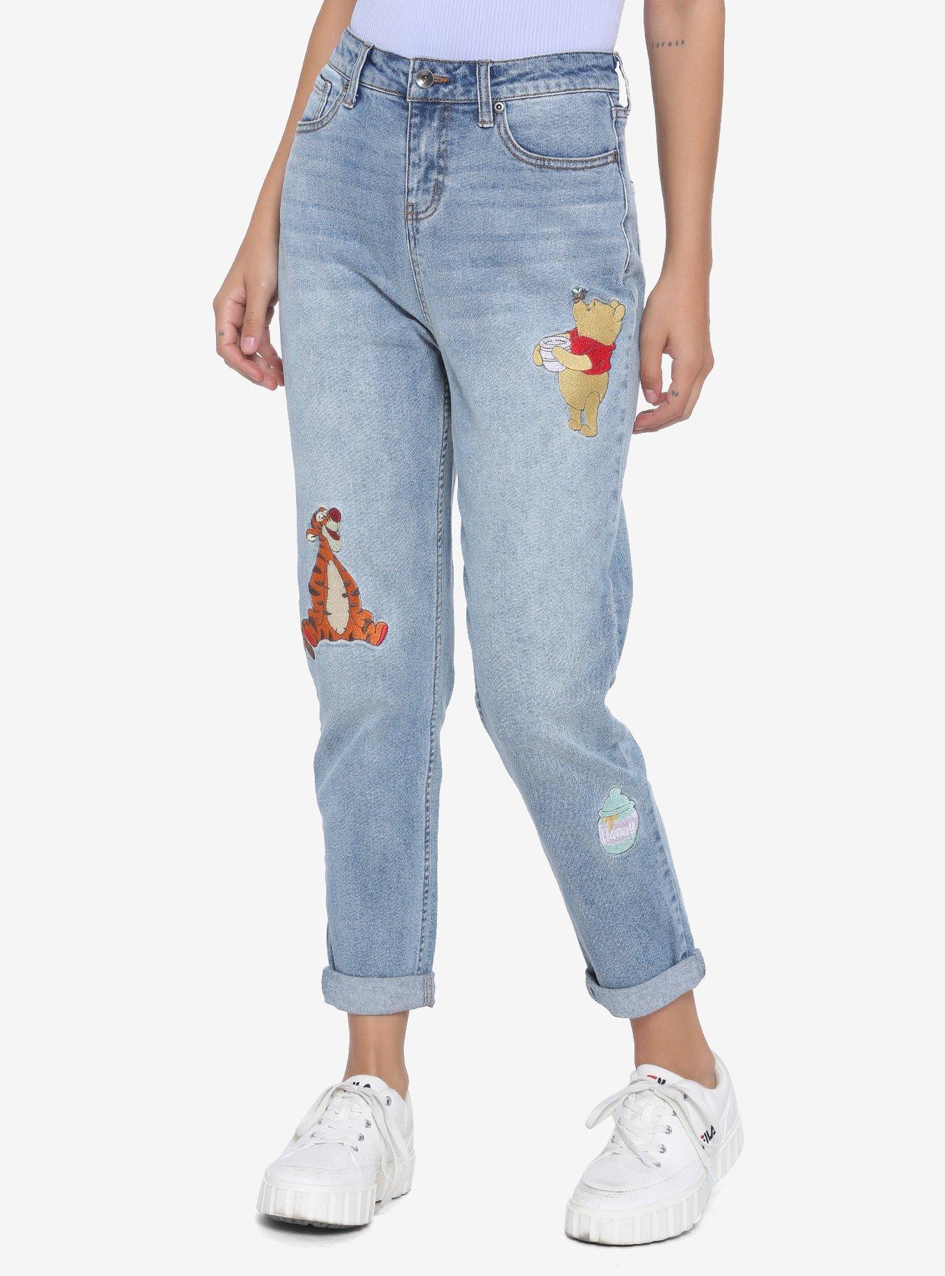 Disney Winnie The Pooh Embroidered Mom Jeans