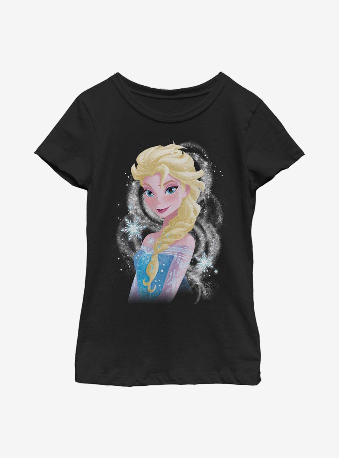 Disney Frozen Elsa Swirl Youth Girls T-Shirt, BLACK, hi-res