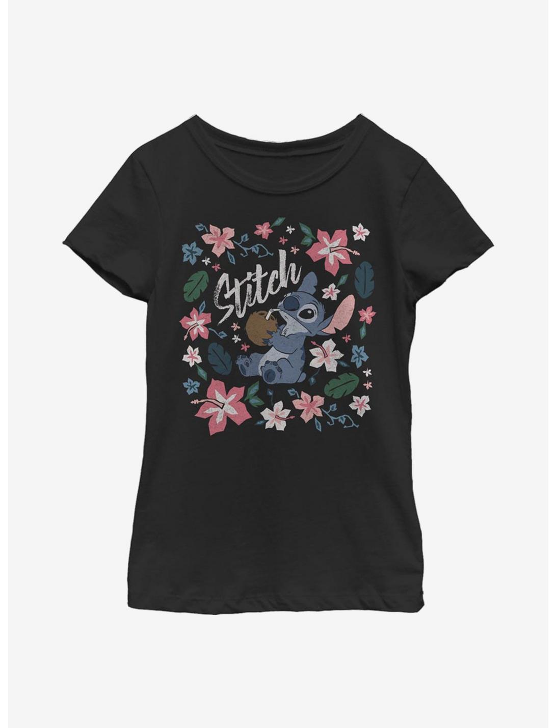 Disney Lilo And Stitch Tropical Stitch Youth Girls T-Shirt, BLACK, hi-res