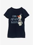 Disney Frozen 2 Olaf Never Sleeps Youth Girls T-Shirt, NAVY, hi-res