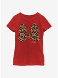 Disney Mickey Mouse Animal Print Bow Youth Girls T-Shirt, RED, hi-res