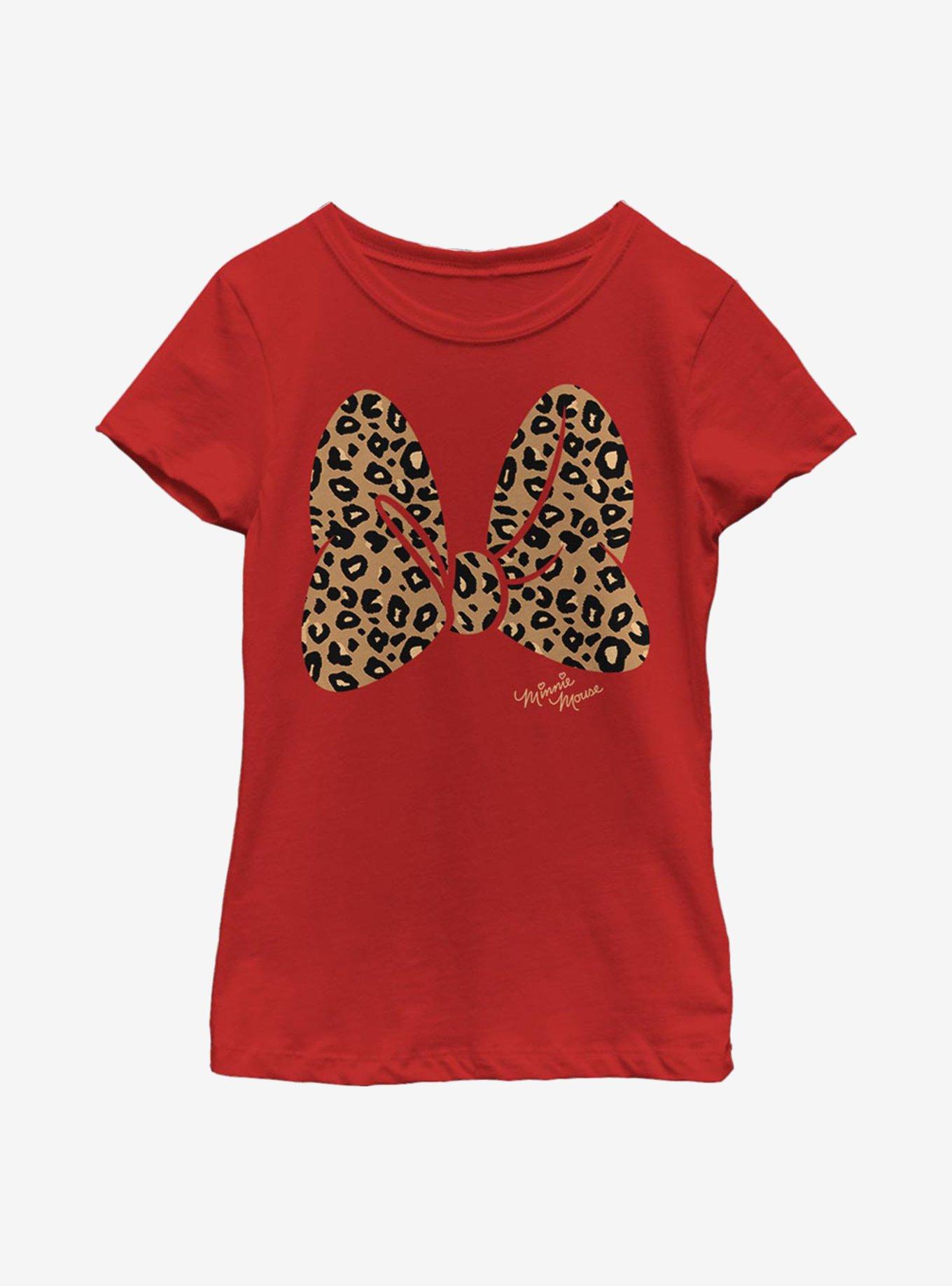 Disney Mickey Mouse Animal Print Bow Youth Girls T-Shirt, , hi-res