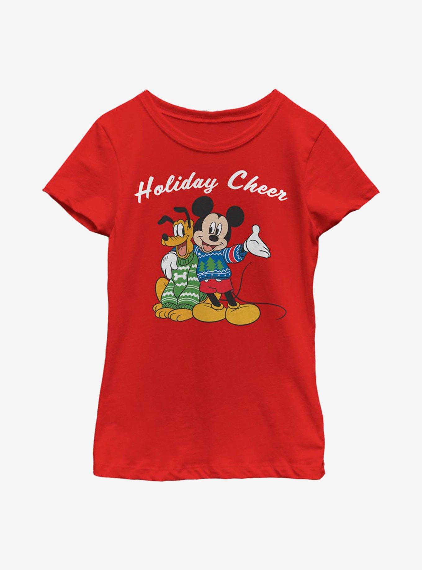 Disney Mickey Mouse Duo Cheer Youth Girls T-Shirt, RED, hi-res