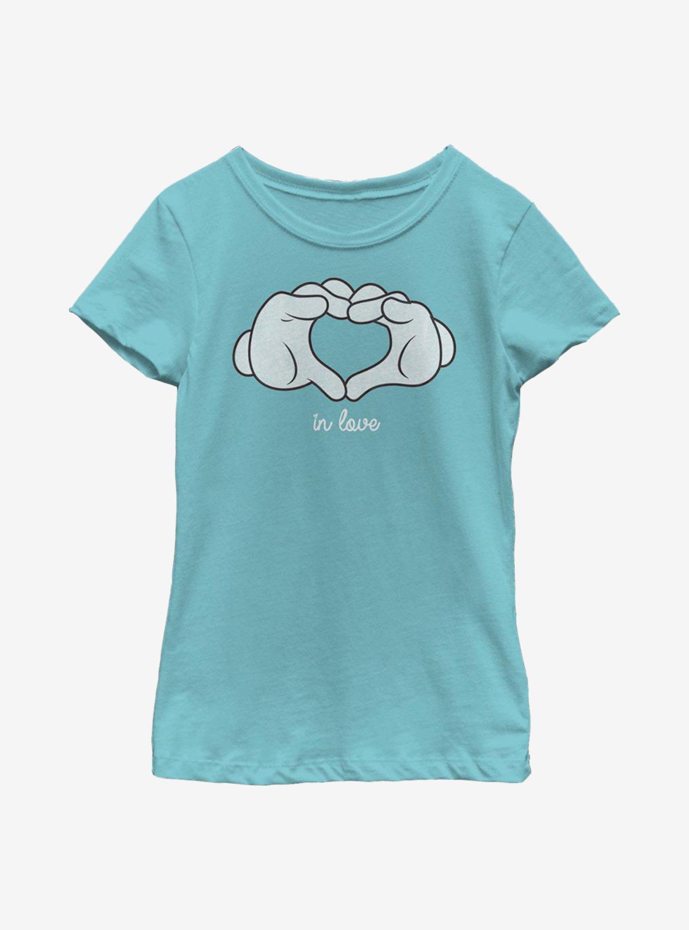 Disney Mickey Mouse Glove Heart Youth Girls T-Shirt, TAHI BLUE, hi-res