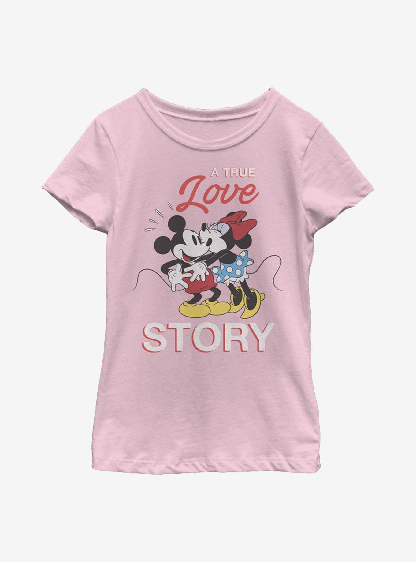 Disney Mickey Mouse True Love Story Youth Girls T-Shirt, PINK, hi-res