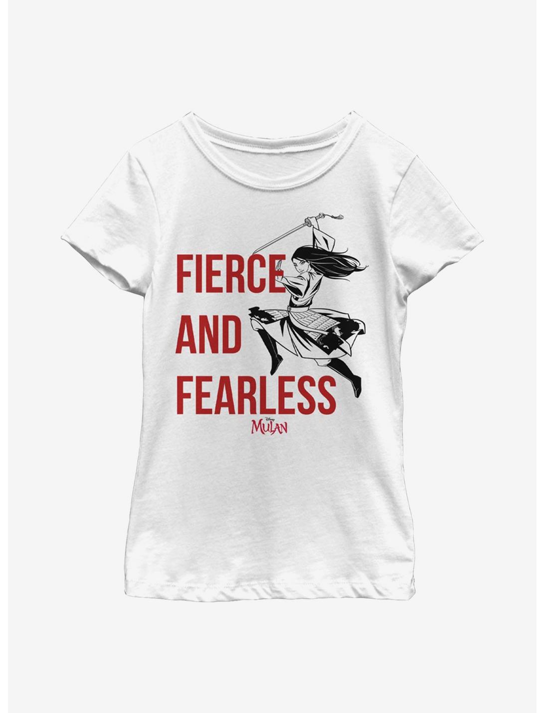 Disney Mulan Fierce And Fearless Youth Girls T-Shirt, WHITE, hi-res