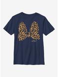 Disney Mickey Mouse Animal Print Bow Youth T-Shirt, NAVY, hi-res