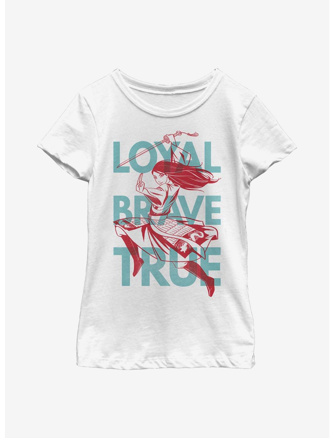 Disney Mulan Loyal, Brave, True Youth Girls T-Shirt, WHITE, hi-res
