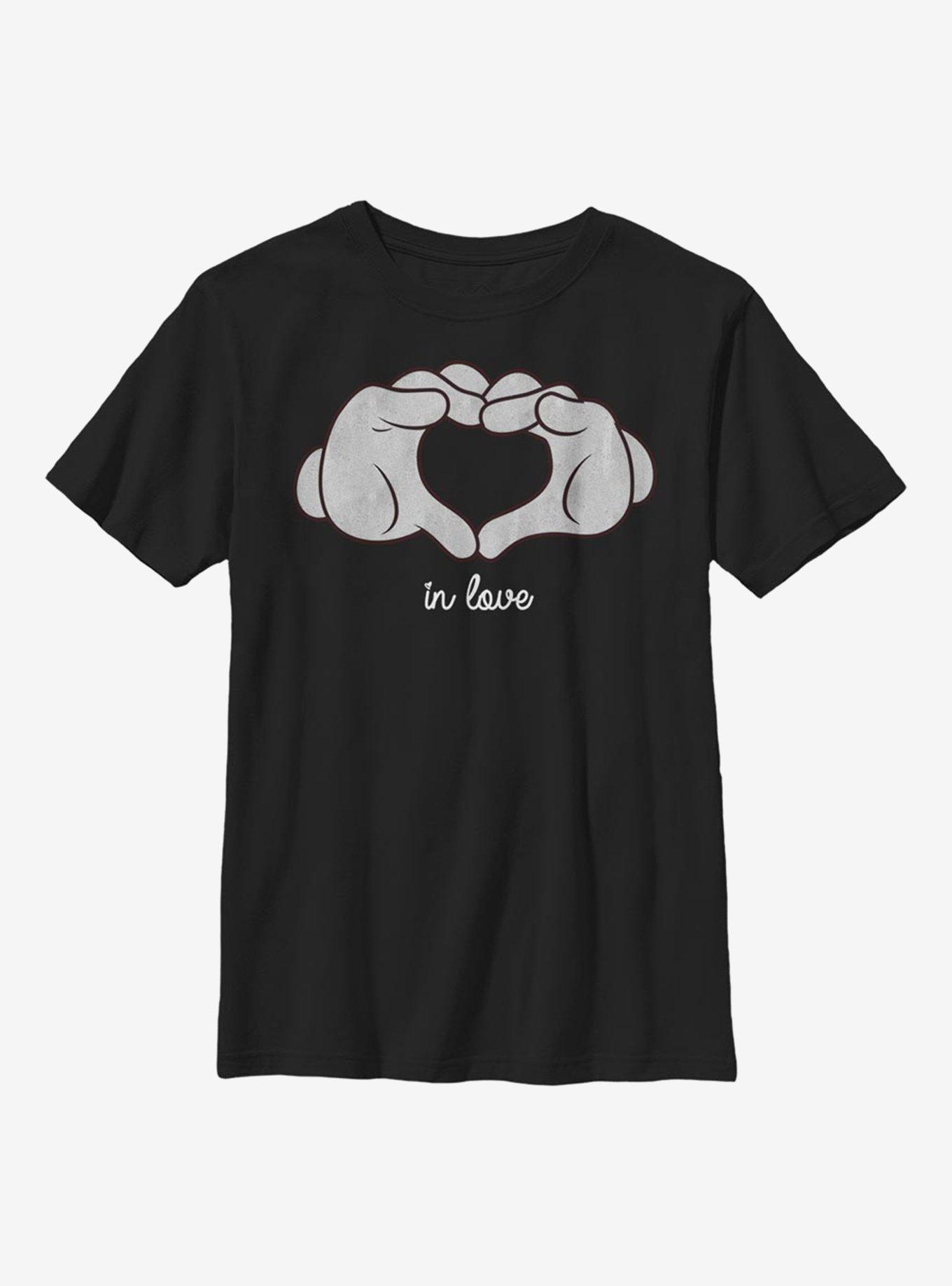 Disney Mickey Mouse Glove Heart Youth T-Shirt, BLACK, hi-res