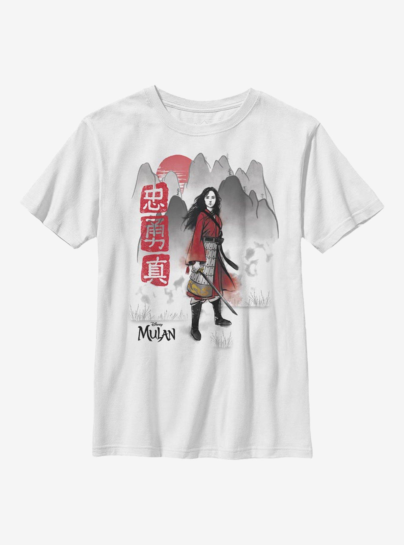 Disney Mulan Loyal Brave True Youth T-Shirt, WHITE, hi-res